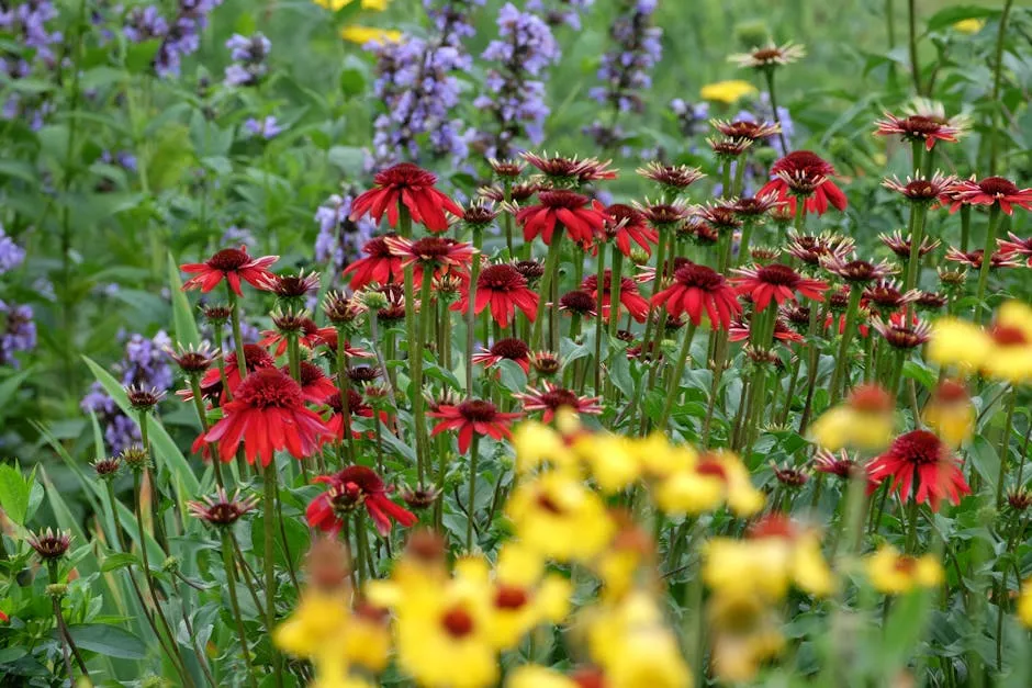 Vibrant Summer Wildflower Garden in Bloom