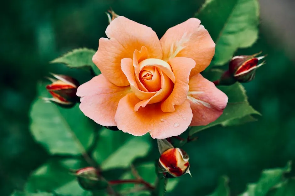 Close-Up Shot of a Pink Rose in Bloom