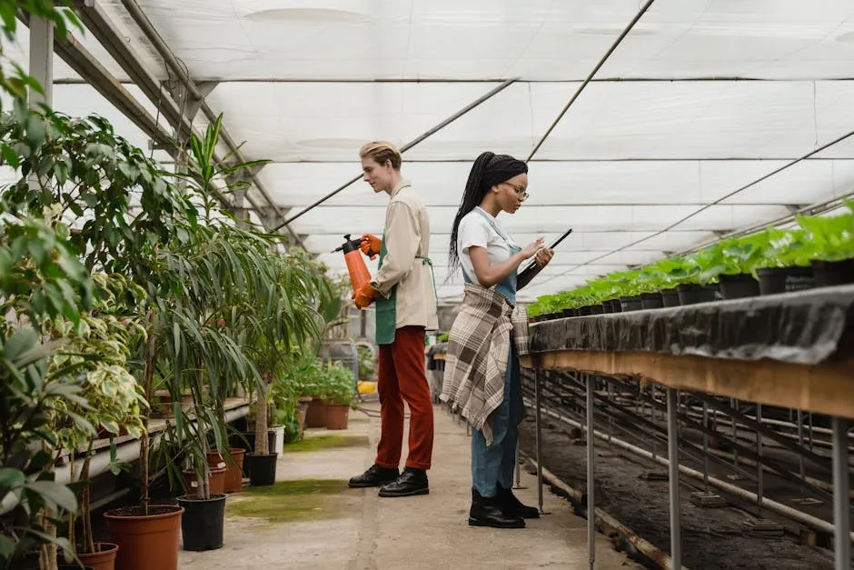 Gardeners Checking on the Plants