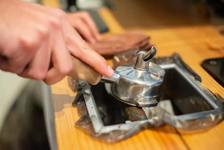 A Close-Up Shot of a Person Removing a Coffee Puck from a Portafilter