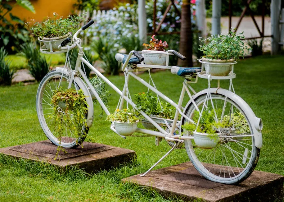 White City Bike Planter on Garden