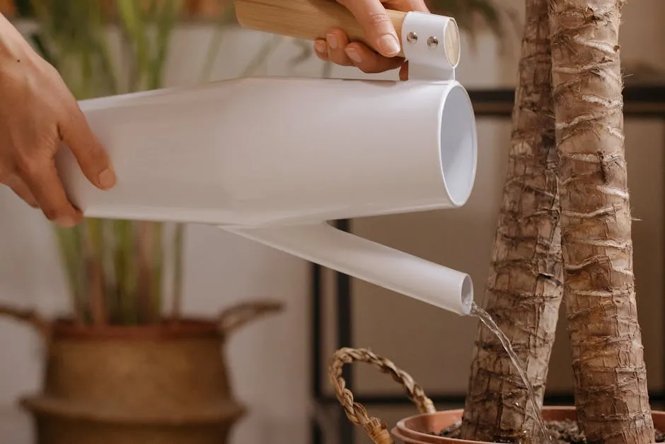 A Person Watering a Plant