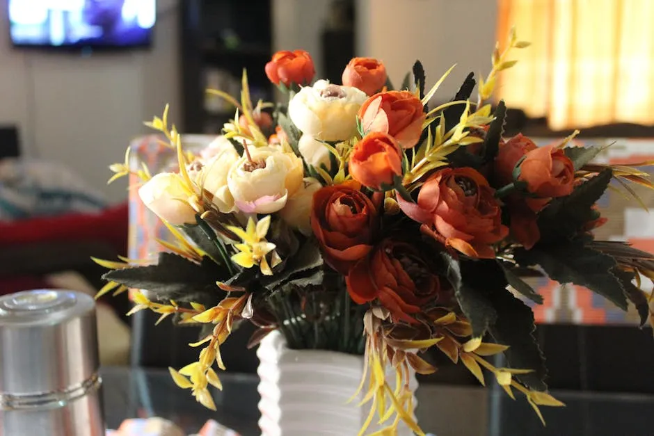 Flowers In White Vase