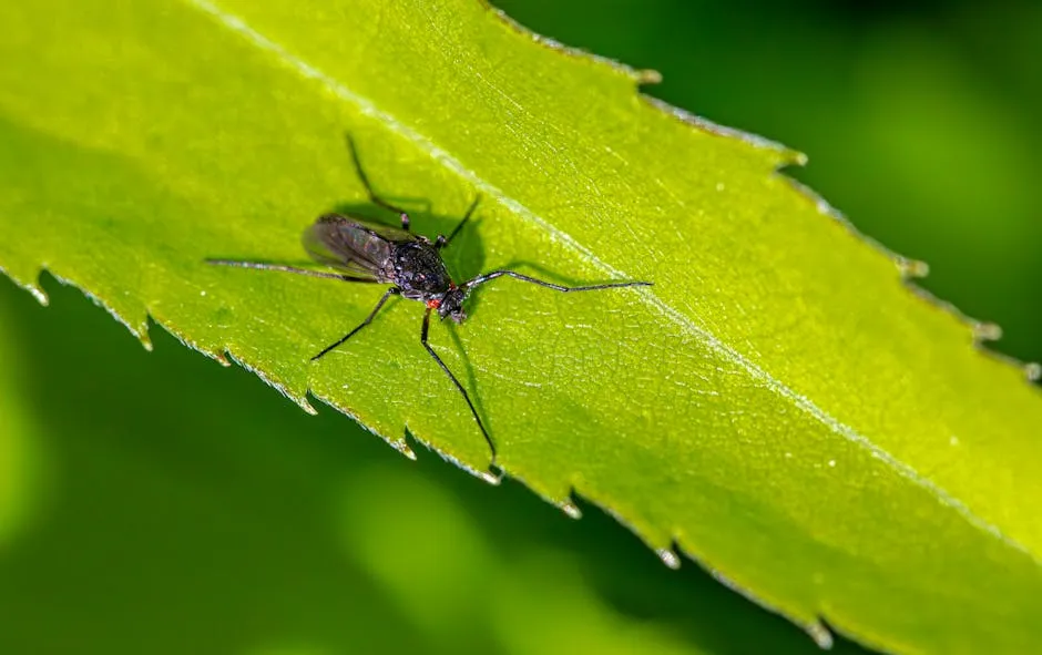Selective Focus of Mosquito on Leaf