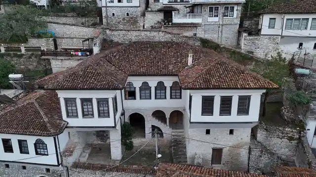 Horizontal video: Aerial view of historic berat in albania 28988211. Duration: 37 seconds. Resolution: 3840x2160