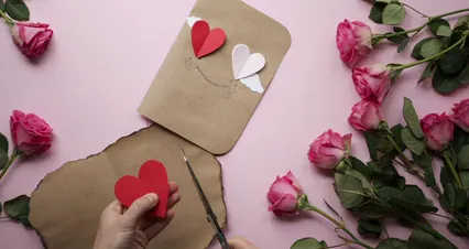 Horizontal video: Heart shaped cut outs and pink roses 5874066. Duration: 21 seconds. Resolution: 4096x2160