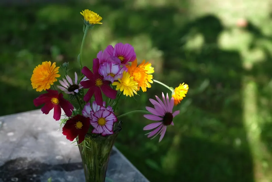 Vibrant Bouquet of Wildflowers in Natural Light