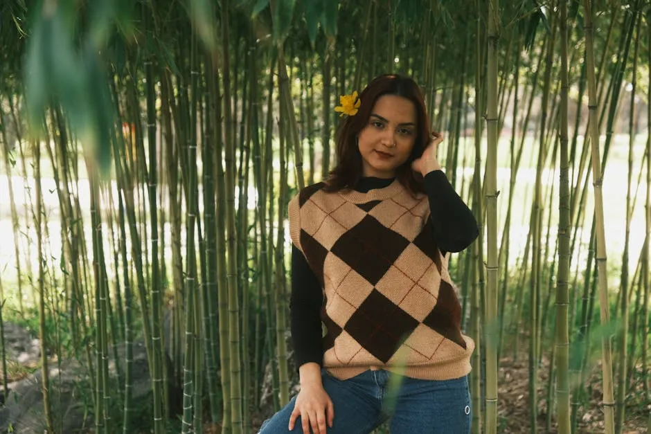 Woman Standing in Bamboo Forest