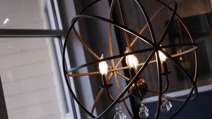 Horizontal video: Hanging metal chandelier 5900937. Duration: 9 seconds. Resolution: 3840x2160