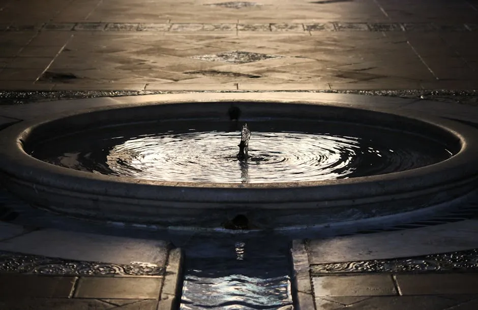 Water in Concrete Fountain