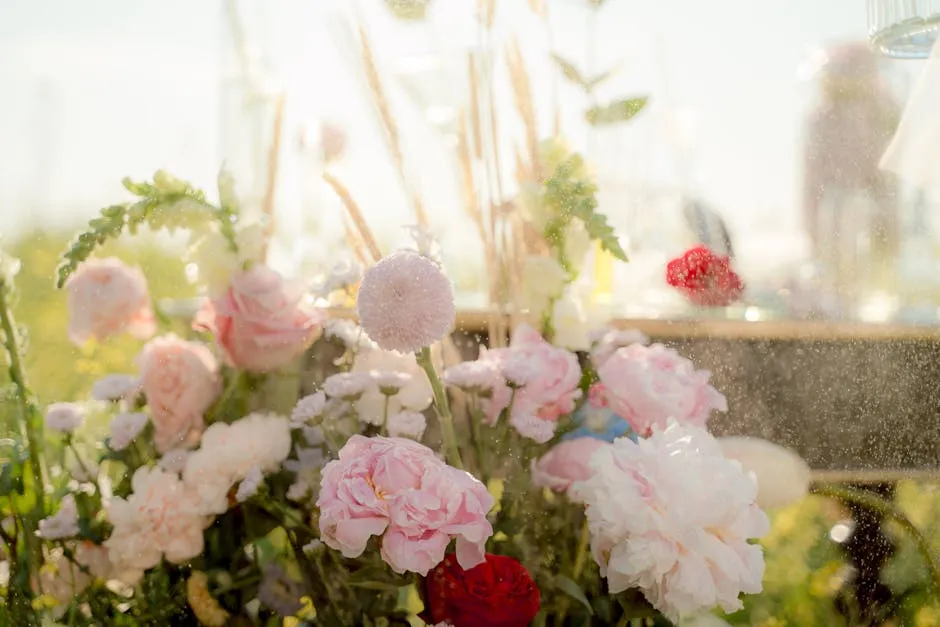 Close up of Mixed Flowers Against Meadow