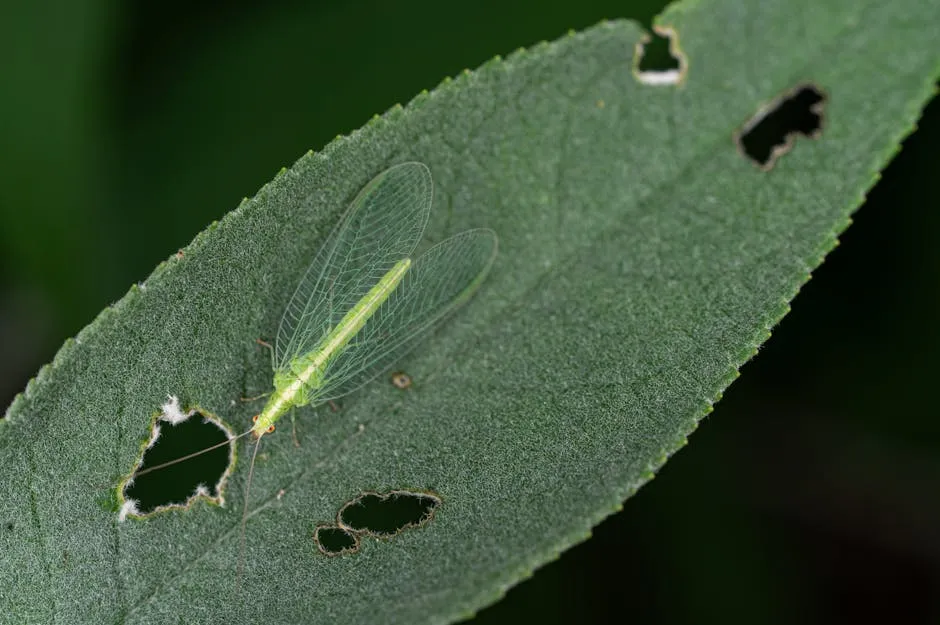 Close-up of a Green Insect on a Leaf