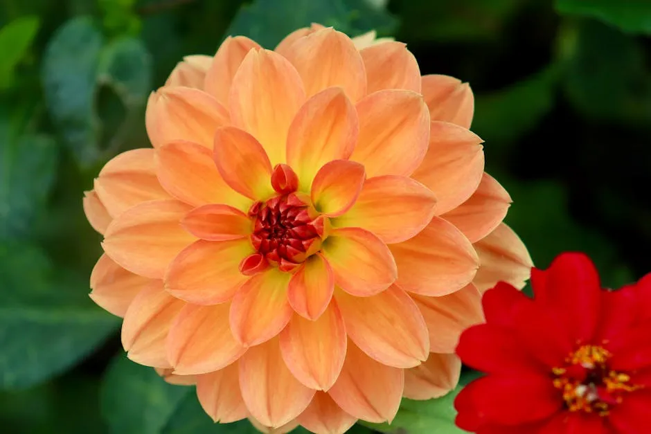 Vibrant Orange Dahlia Flower in Full Bloom