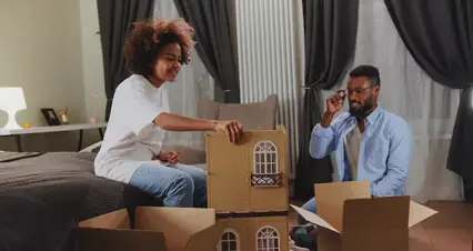 Horizontal video: Father and daughter building a dollhouse 6604513. Duration: 123 seconds. Resolution: 4096x2160