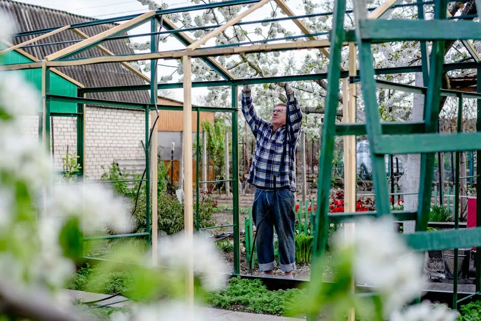 Man Building a Greenhouse