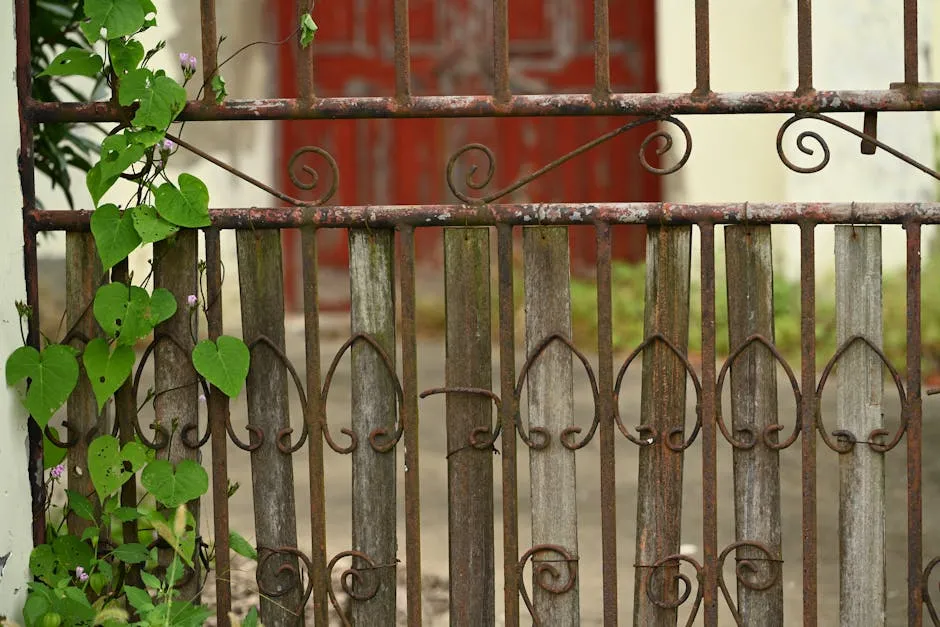 Rustic Garden Gate with Climbing Vines