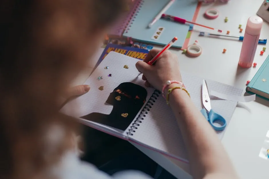 Child Working on a School Art Project