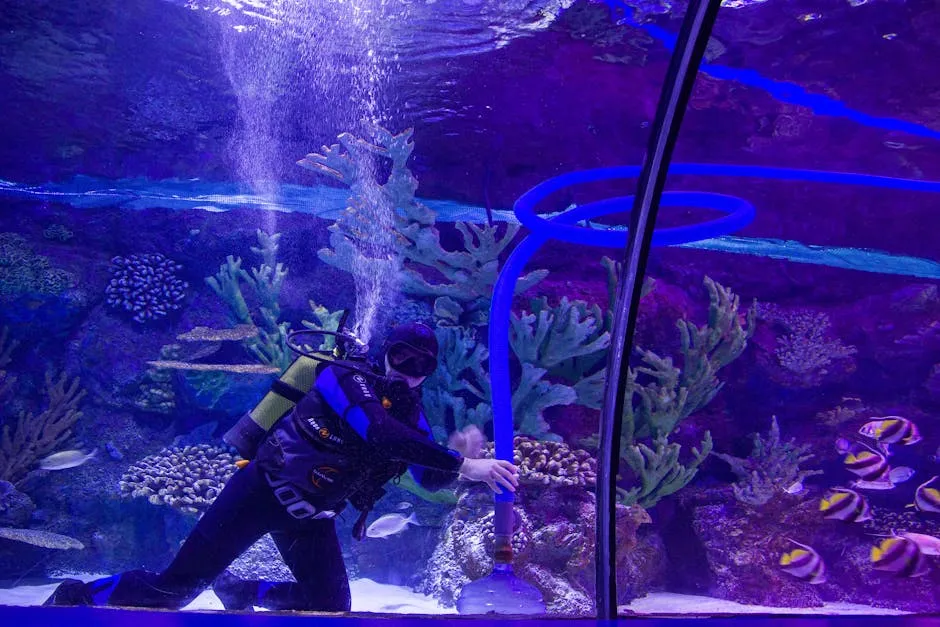 Person Cleaning an Aquarium