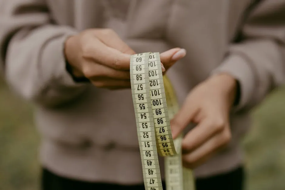Hands holding a yellow tape measure, perfect for concepts like construction or sewing.